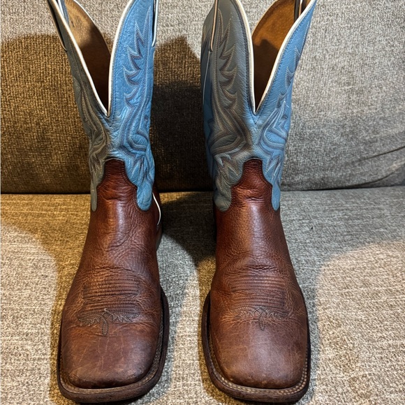 Tony Lama 7955 Men’s Western Brown and Blue Square Toe Boots Size 9.5 - Picture 3 of 9